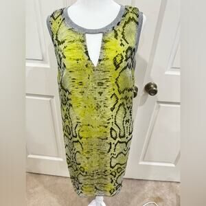 Charlie Jade Reptile Print Sleeveless Dress - Yellow and Gray, size L